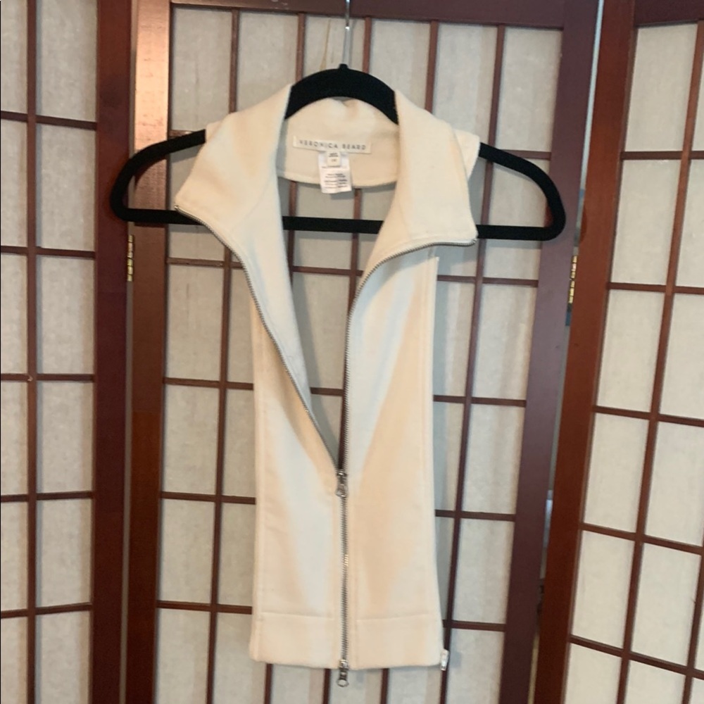 Veronica Beard Off-White Zip-Up Vest
